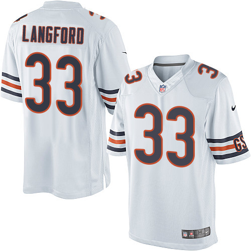 Men's Limited Jeremy Langford Nike Jersey White Road - #33 NFL Chicago Bears